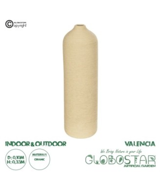 GloboStar® Artificial Garden VALENCIA 21246 Διακοσμητικό Κεραμικό Βάζo Μπεζ Π10 x Μ10 x Υ33 cm